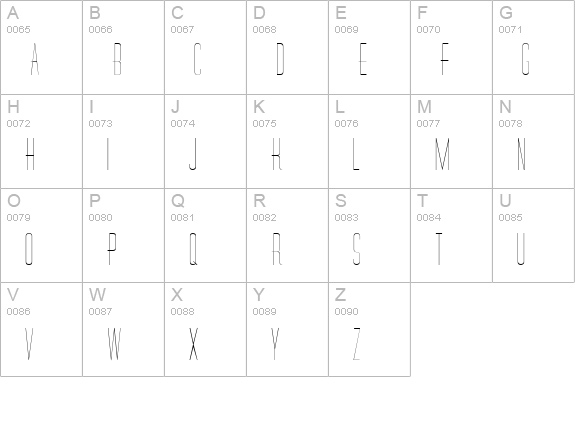 DinerSkinny uppercase A-Z preview