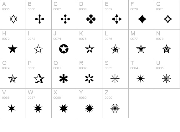 Dingbat uppercase A-Z preview