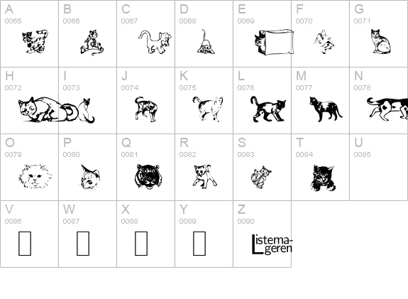 Dingbat Cats 2 uppercase A-Z preview