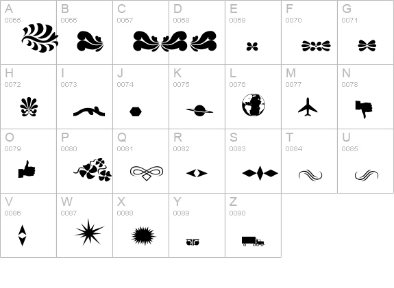 Dingbat2 uppercase A-Z preview