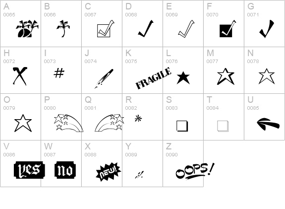 Dingbat3 uppercase A-Z preview