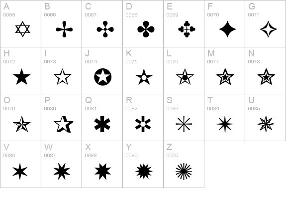 Dingbats One uppercase A-Z preview