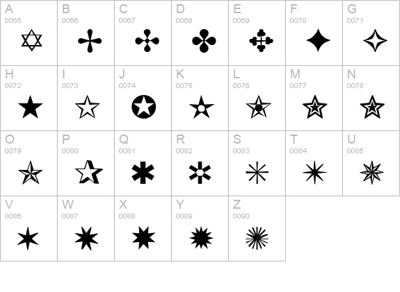 Dingbats1 uppercase A-Z preview
