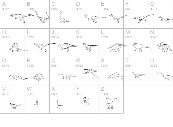 Dinosaur Outline uppercase A-Z preview