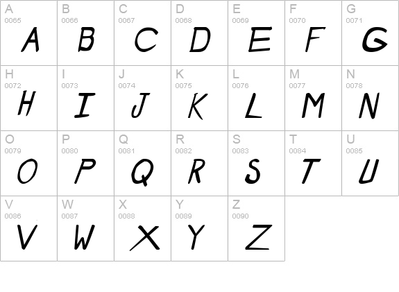Dirty Duo Italic uppercase A-Z preview