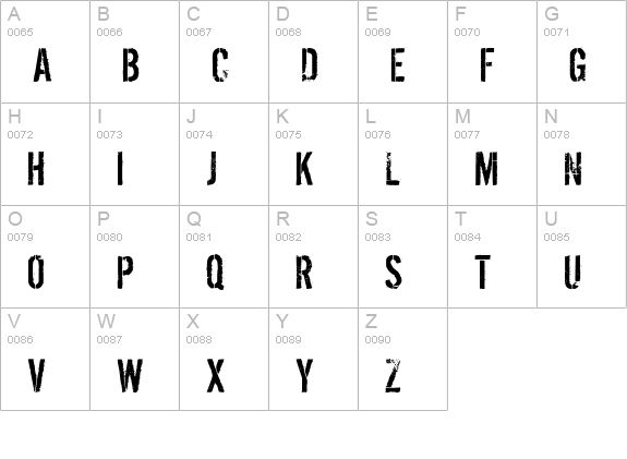 Dirty Ego uppercase A-Z preview
