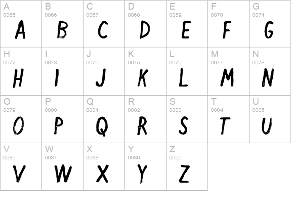 Dirty Finger uppercase A-Z preview