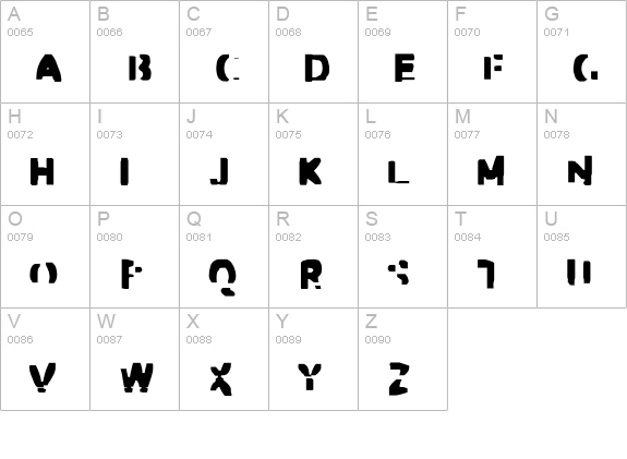 Dirty-Four uppercase A-Z preview
