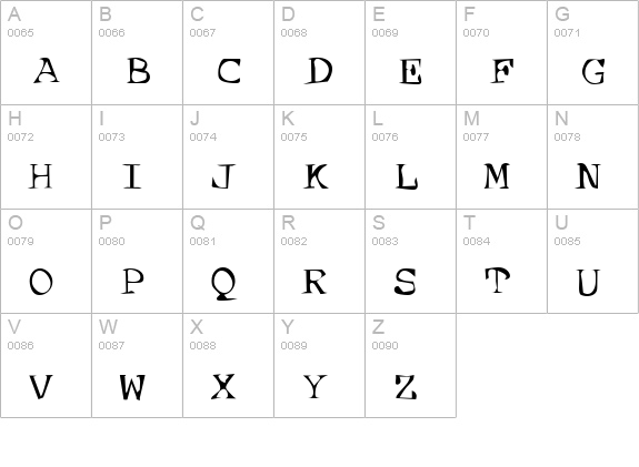 Dirty07-Bold uppercase A-Z preview