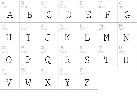 Dirty42-Regular uppercase A-Z preview