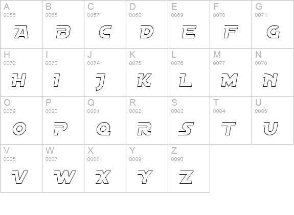 Distant Galaxy AltOutline Italic uppercase A-Z preview