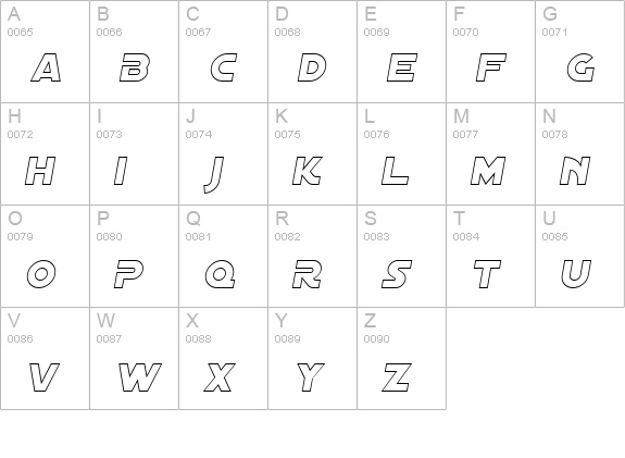 Distant Galaxy Outline Italic uppercase A-Z preview