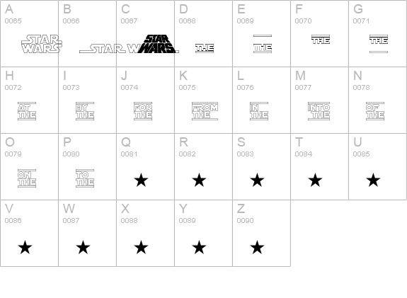 Distant Galaxy Symbols uppercase A-Z preview