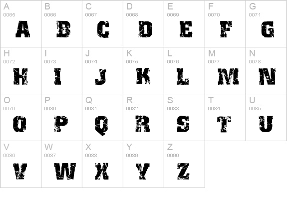 Distress uppercase A-Z preview