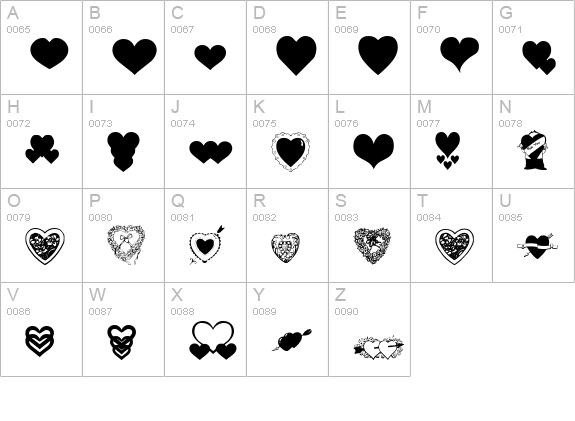 Dizzinz SweetHearts uppercase A-Z preview