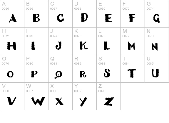 Dizzy Bitch uppercase A-Z preview