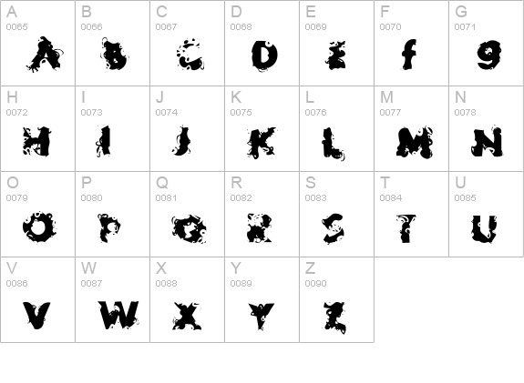 DizzySpell-Basic uppercase A-Z preview