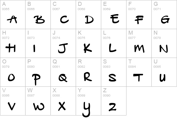 DK Babysitter  uppercase A-Z preview