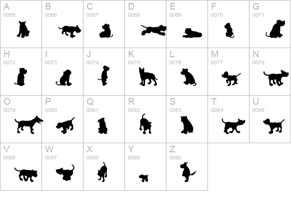 Dog30-Silhouette uppercase A-Z preview