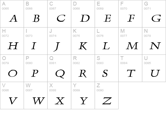 Dolphin Wide Italic uppercase A-Z preview