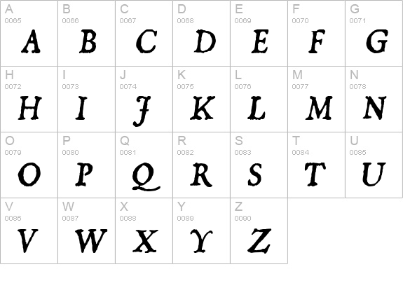 Dominican Italic uppercase A-Z preview