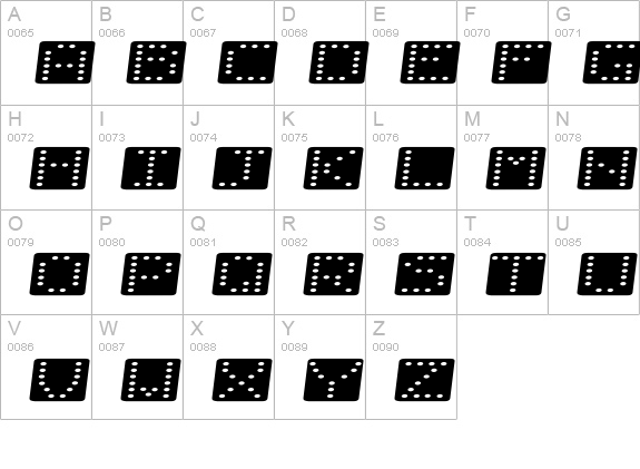 Domino flad kursiv uppercase A-Z preview