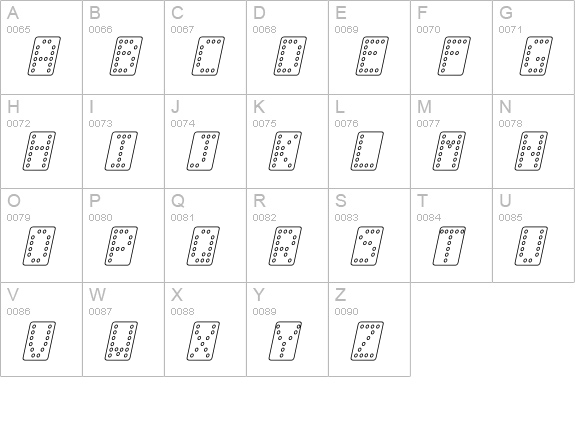 Domino normal kursiv omrids uppercase A-Z preview
