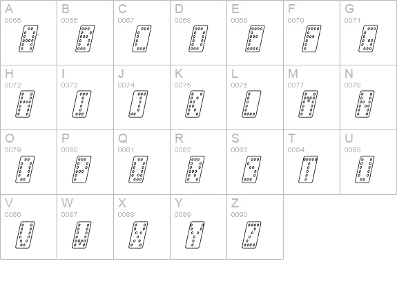 Domino smal kursiv omrids uppercase A-Z preview