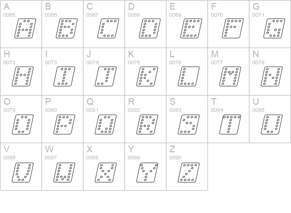 Domino square kursiv omrids uppercase A-Z preview