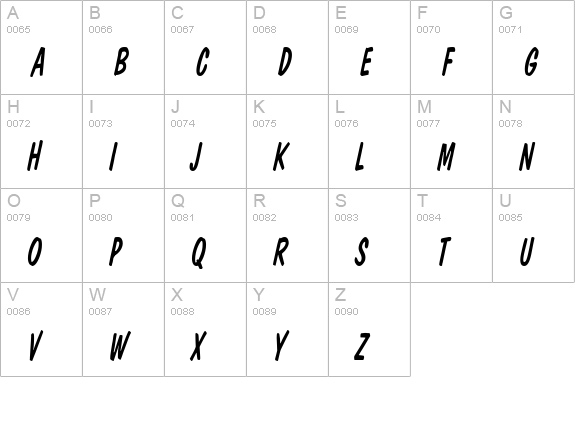 DonCasualCondensed Italic uppercase A-Z preview