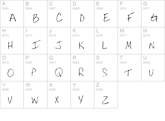 DonnysHand uppercase A-Z preview