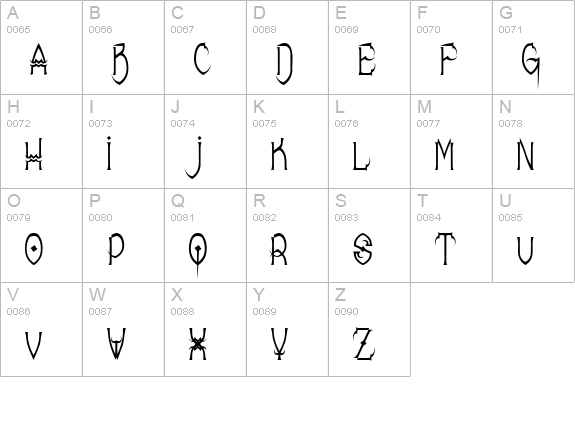 Donree's Claws uppercase A-Z preview