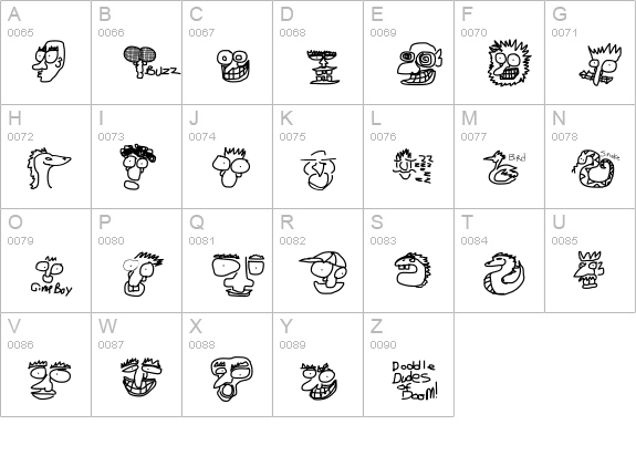 Doodle Dudes of Doom uppercase A-Z preview