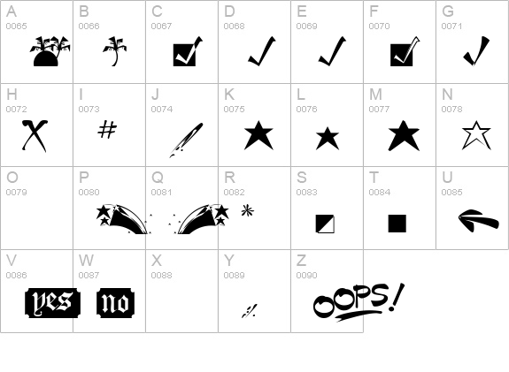 DoodleDingbatsFiveSSK uppercase A-Z preview