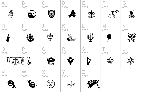 DoodleDingbatsOneSSK uppercase A-Z preview