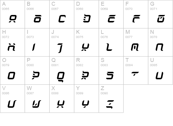 DorisOrange-Italic-Regular uppercase A-Z preview
