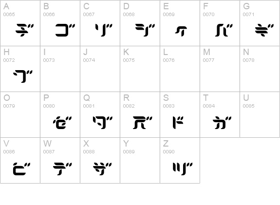 Dorisorange-Katakana uppercase A-Z preview