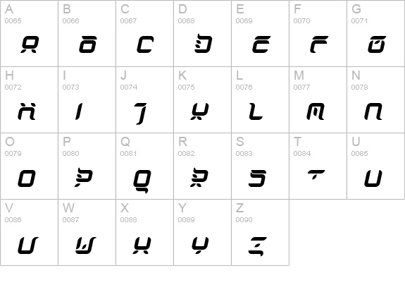 DorisOrangeItalic uppercase A-Z preview