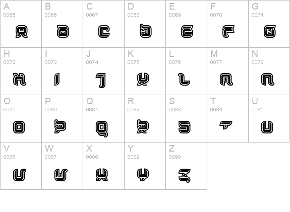 DorisOrangeOutline uppercase A-Z preview