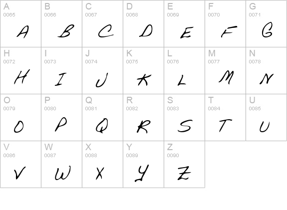 DorothysHand Regular uppercase A-Z preview