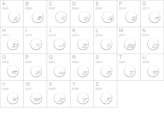 Dot.com Outline uppercase A-Z preview