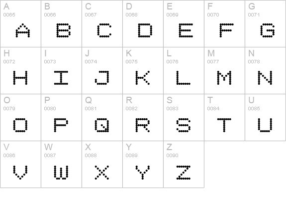 Dotimatrix 7 uppercase A-Z preview