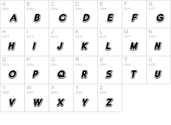 Double¥Bubble Shadow Italic uppercase A-Z preview