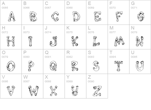 Down the Drain uppercase A-Z preview