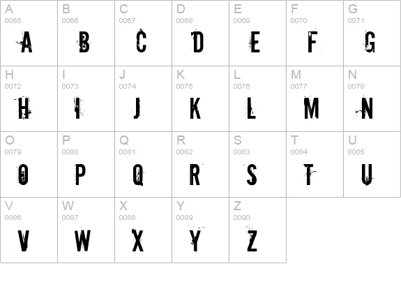 Downcome uppercase A-Z preview