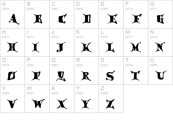 Draggletail uppercase A-Z preview