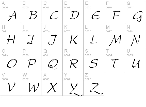 DreamerOne Italic uppercase A-Z preview