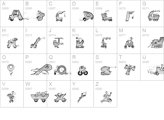 Drivers uppercase A-Z preview