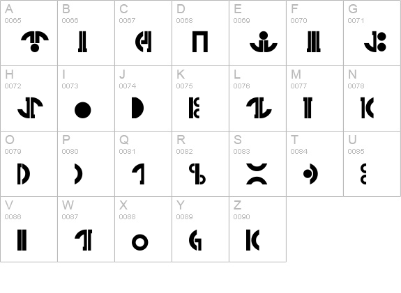 Droid uppercase A-Z preview