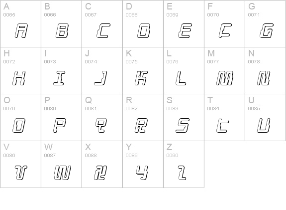 Droid Lover 3D Italic uppercase A-Z preview
